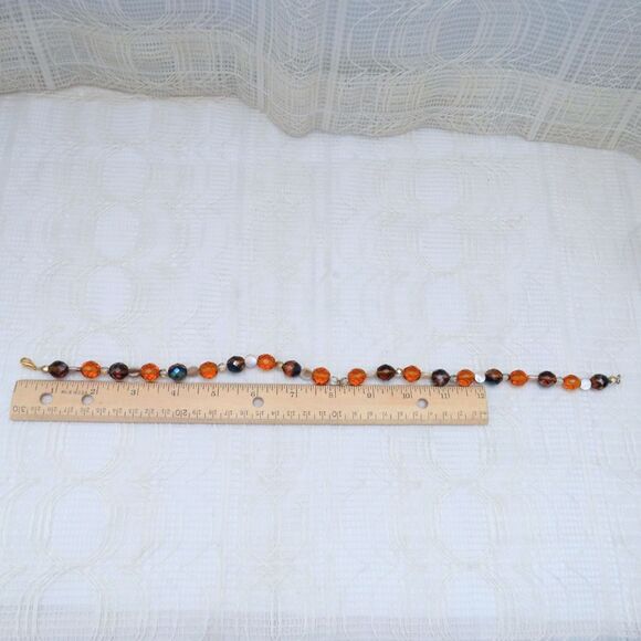 Handmade Amber and Brown Crystal Necklace 16 Inches For Women - Picture 4 of 6